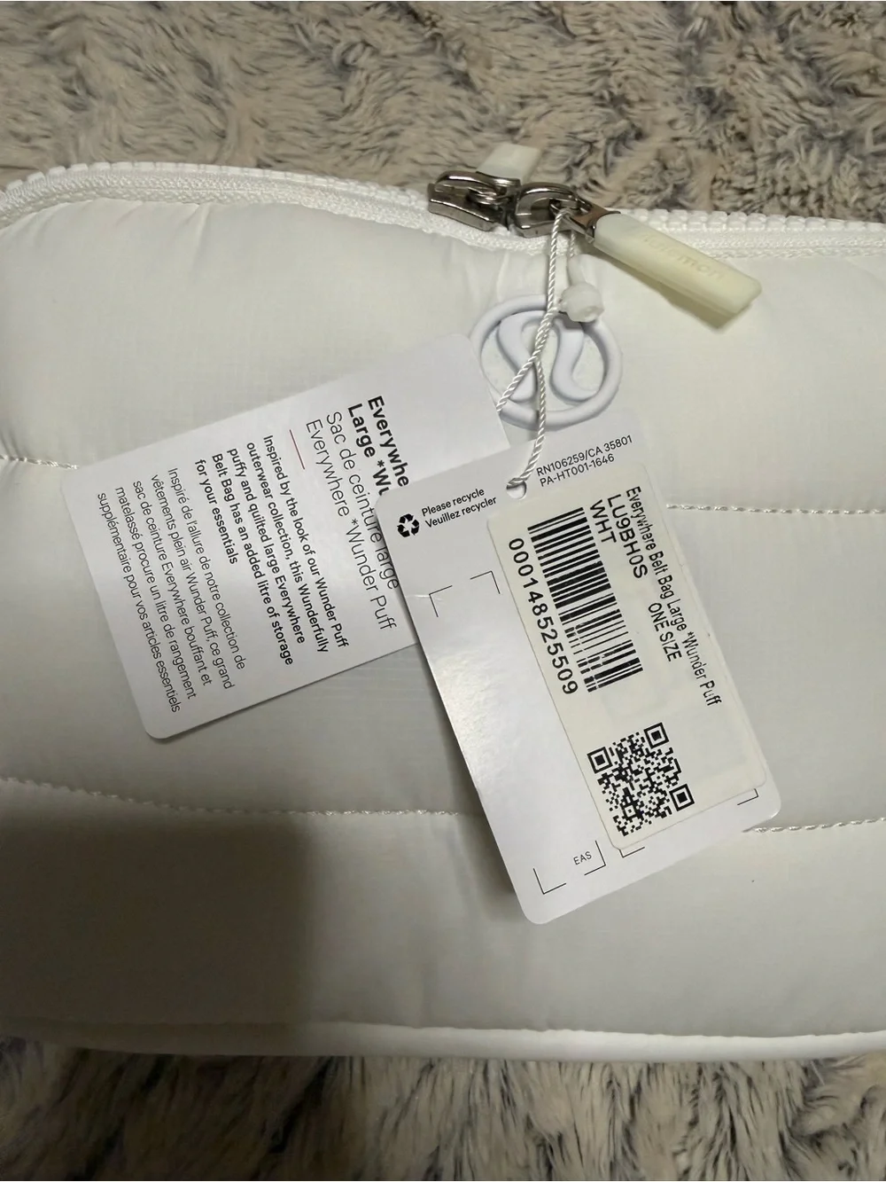 lululemon athletica White Quilted Crossbody Belt Bag